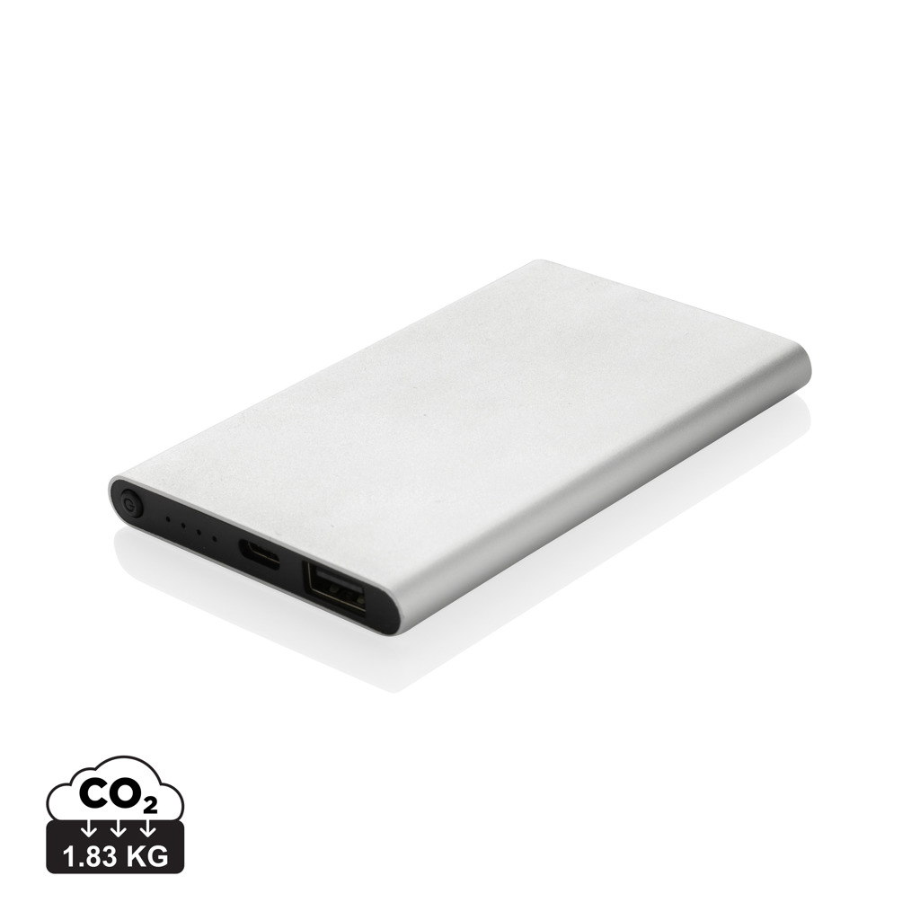 [KX090621] Powerbank 4000mAh en plastique recyclé/aluminium RCS (argent)