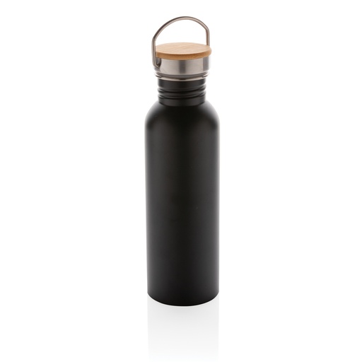 Bouteille en acier inoxydable avec couvercle en bambou