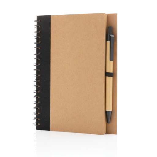 Cahier à spirales kraft avec stylo