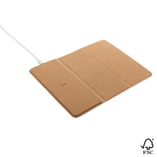 [KX090562] Tapis de souris avec chargeur sans fil 10W en liège FSC®