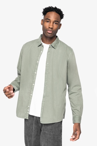 Chemise délavée en coton twill homme - 135g