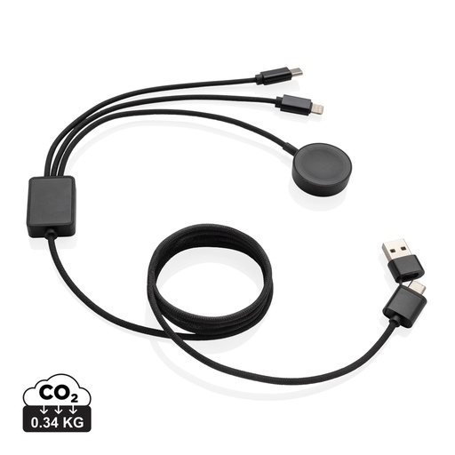 [KX010496] Câble 6-en-1 avec chargeur de montre en rPET RCS Terra