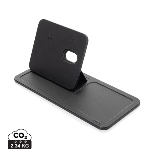 [KX090636] Chargeur de bureau 3 en 1 en PU recyclé RCS Swiss Peak