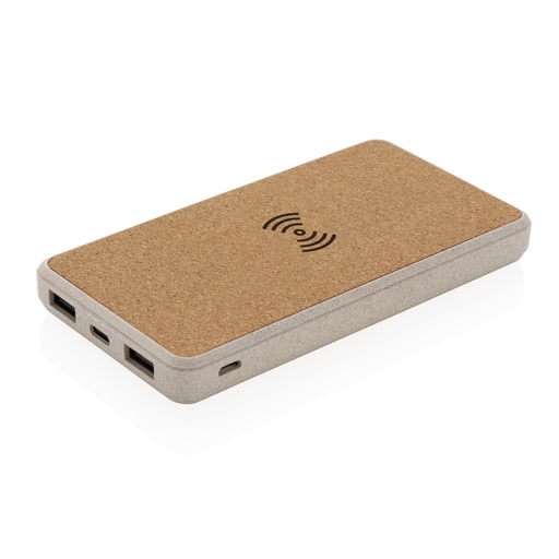 [KX090496] Powerbank 8000 mAh 5W en fibre de paille et liège