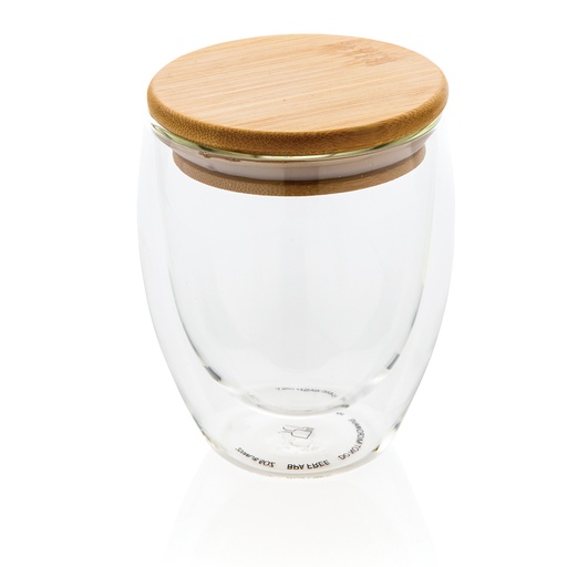 [KX113681] Verre double paroi 250ml avec couvercle en bambou