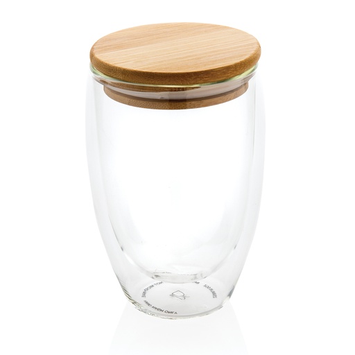 [KX113688] Verre double paroi 350ml avec couvercle en bambou